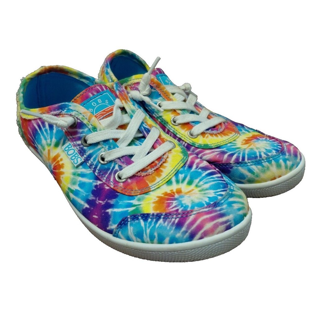 BOBS From Skechers Shoes Womens 6.5 Tie Dye Memory Foam Lace Up Sneakers